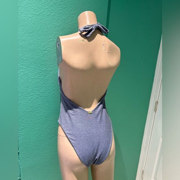 Beach Bunny Blue Halter One Piece Swimsuit - Picture 6 of 6